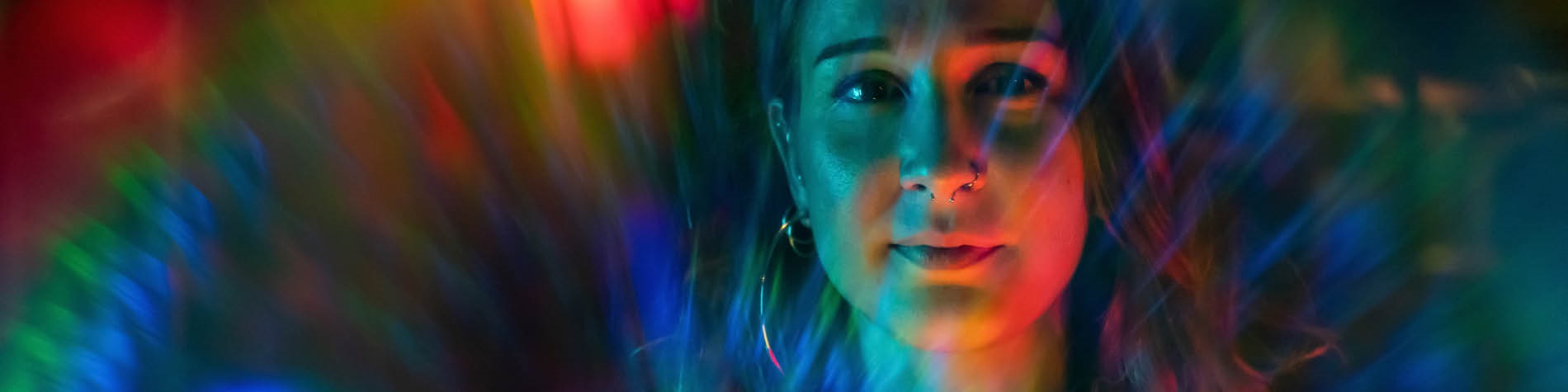 woman in colourful light